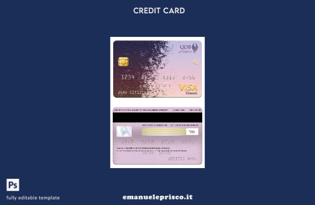 modello di carta classico per visto Qatar Development Bank in stile verificato